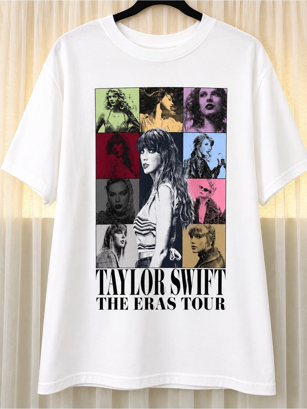 Taylor Swift Multicolor Photo-Collage Graphic Tee - White